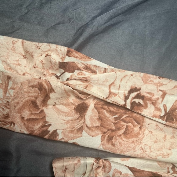 Express Floral Wrap Top - Cream and Brown - Picture 8 of 13